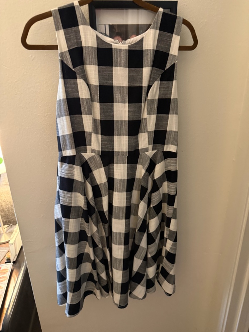 Maison Jules Black and White Gingham Midi Dress